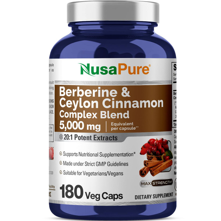 NusaPure Berberine with Ceylon Cinnamon 20:1 Extract, 250 mg Equivalent