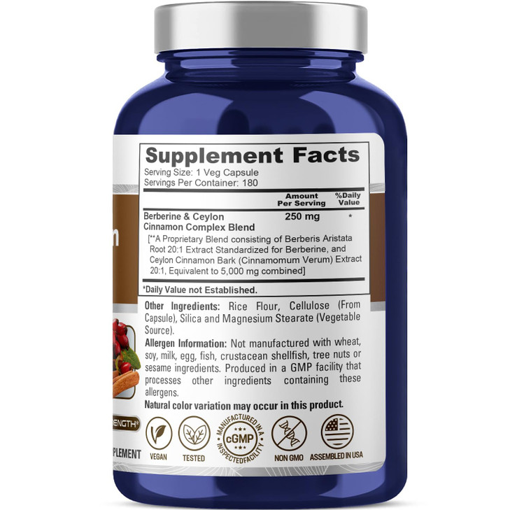 NusaPure Berberine with Ceylon Cinnamon 20:1 Extract, 250 mg Equivalent