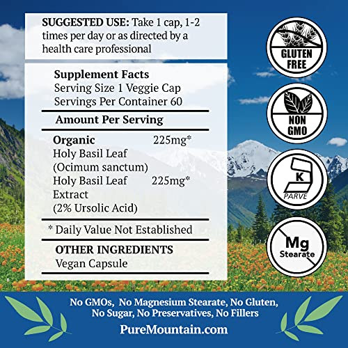 Pure Mountain Botanicals Holy Basil Capsules