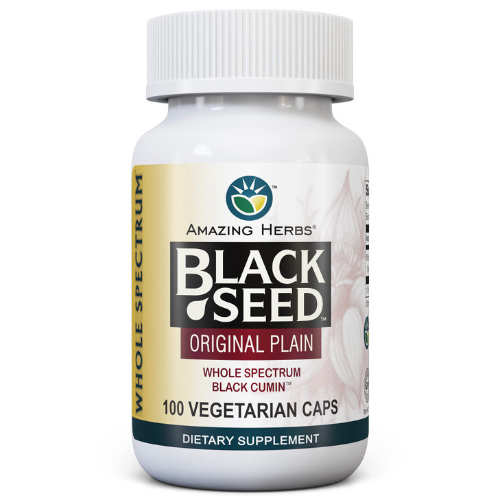 Amazing Herbs Whole Spectrum Black Seed Original Plain, Vegetarian Capsules