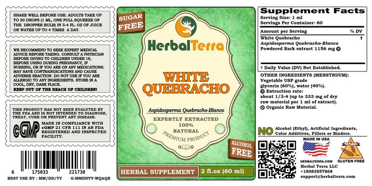 Herbal Terra LLC White Quebracho (Aspidosperma Quebracho-Blanco) Glycerite