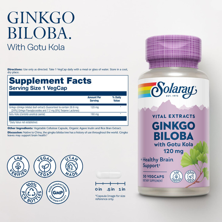 SOLARAY Ginkgo Biloba Extract with Gotu Kola
