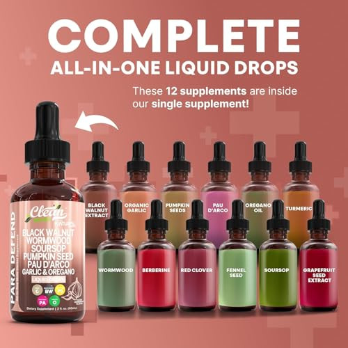 para Defend Wormwood Black Walnut Cleanse for Humans Drops Liquid Soursop Garlic
