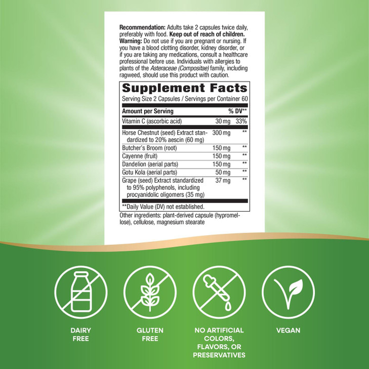 Nature's Way Leg Veins, Supports Healthy Leg Vein Strength*, 6-Herb Blend