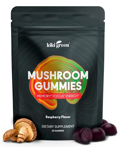 KIKI Green Mushroom Gummies with Lion's Mane and 9 Adaptogen Superfoods Blend