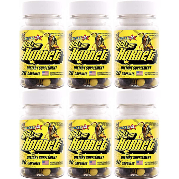Yellow Hornet Herbal Dietary Supplement 20ct (Lot of 6 X) = 120 Capsules