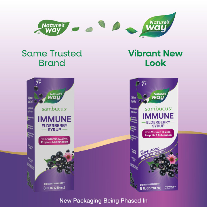 Nature's Way Sambucus Immune Elderberry Syrup, Elderberry extract, Vitamin C