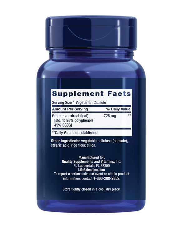 Life Extension Lightly Caffeinated Mega Green Tea Extract, Camellia sinensis