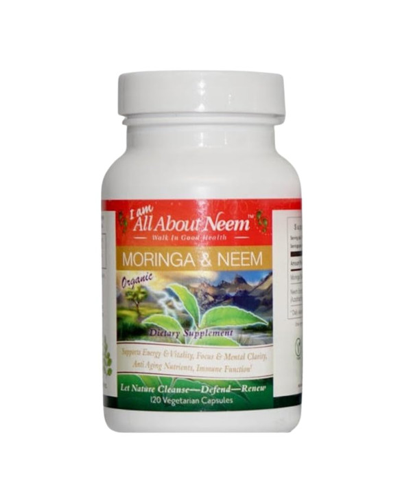 Organic Moringa 400mg & Neem Leaf 500mg Capsules - 120 Count