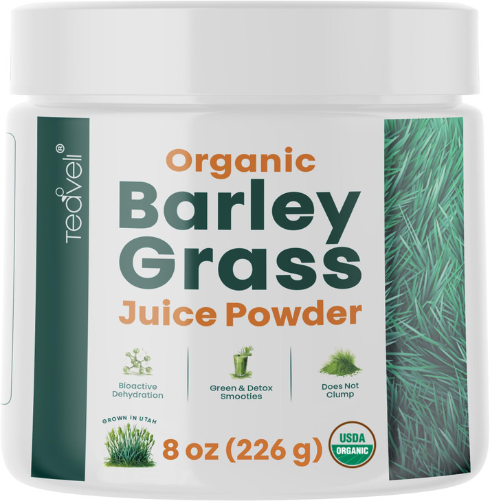 Teaveli Organic Barley Grass Juice Powder- Raw, Utah Grown Barley Grass Juice