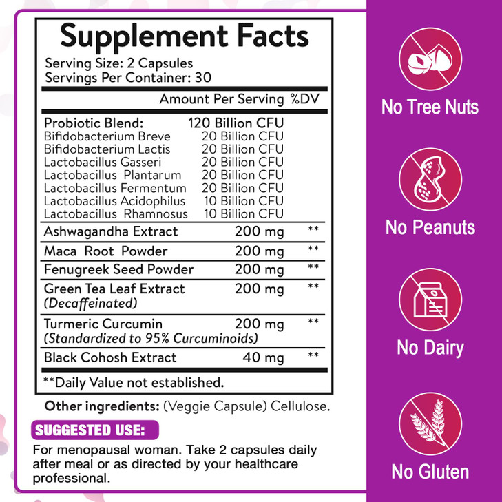 Menopause Supplements for Women, 120 Billion CFU Menopause Probiotics for Women