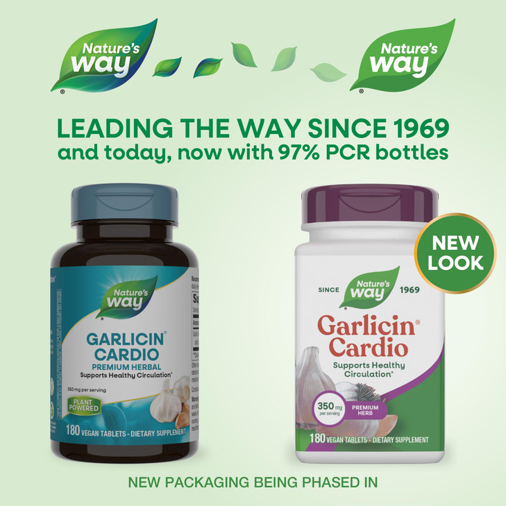 Nature's Way Garlicin Cardio, Premium Herbal, Supports Healthy Circulation*, No