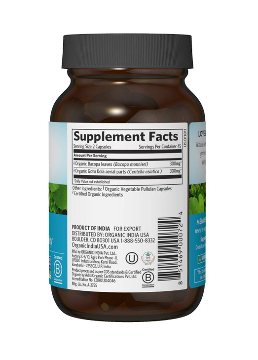 ORGANIC INDIA Memory Herbal Supplement