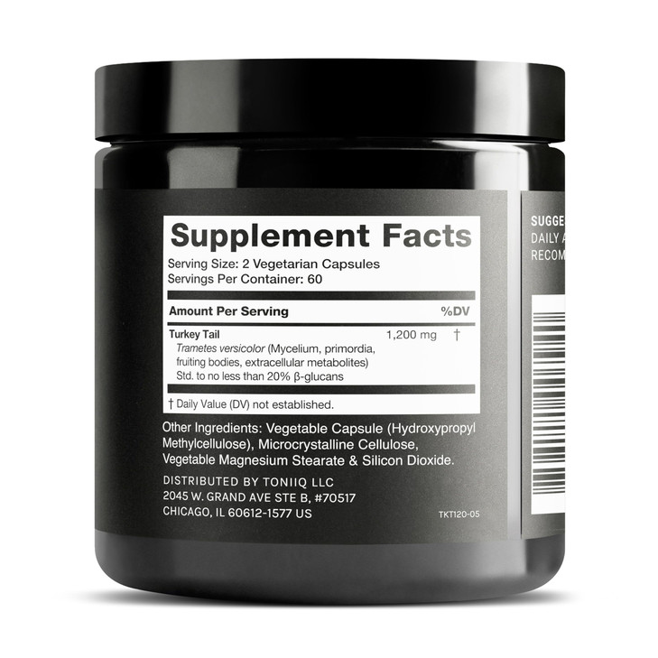 Toniiq Turkey Tail Mushroom Capsules - Ultra High Potency with 20% Beta Glucans