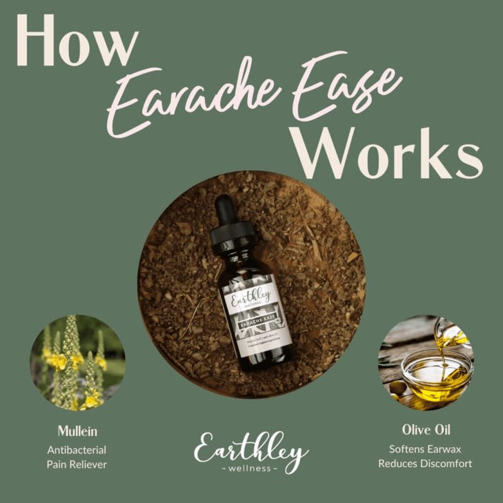 Earthley Wellness Earache Ease, Certified Organic Ingredients, Mullein Leaf
