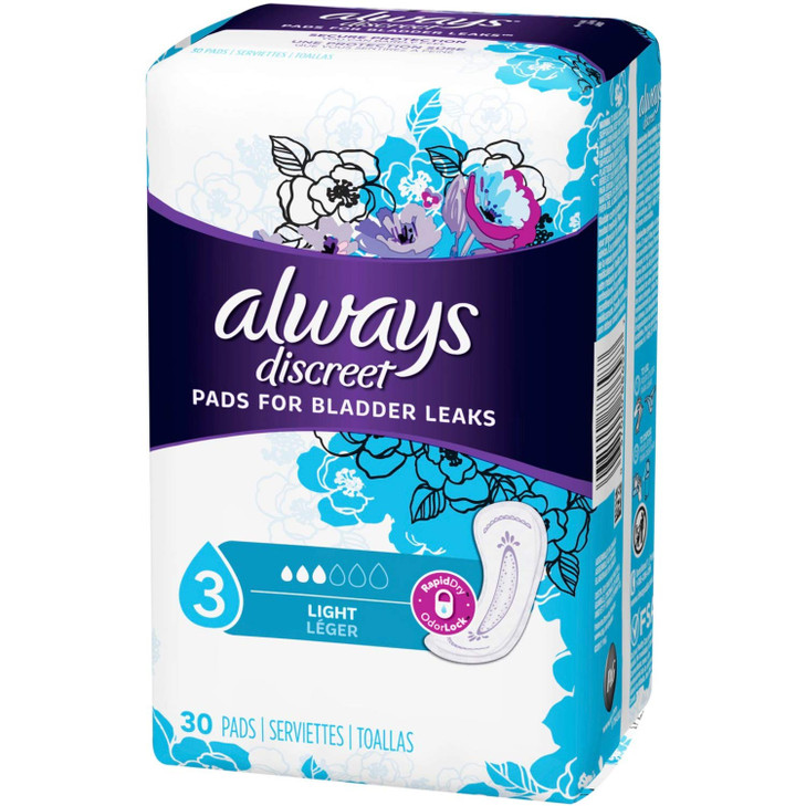 Discreet, Incontinence Liners, Ultra Thin, Regular Length, 30 Count