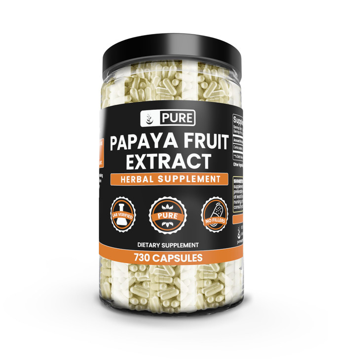 Pure Original Ingredients Papaya Extract (730 Capsules) No Magnesium Or Rice