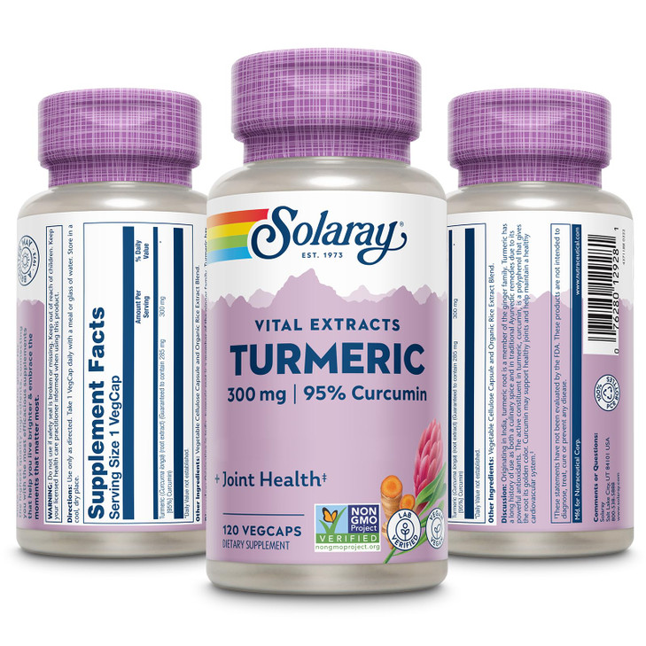 SOLARAY Turmeric Supplement 300 mg - Turmeric Root Extract with 95% Curcumin