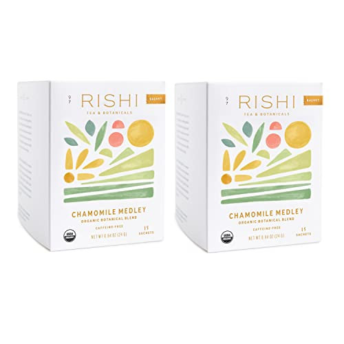 Rishi Chamomile Medley Tea, Organic Caffeine-Free Herbal Tea Sachet Bags, 15