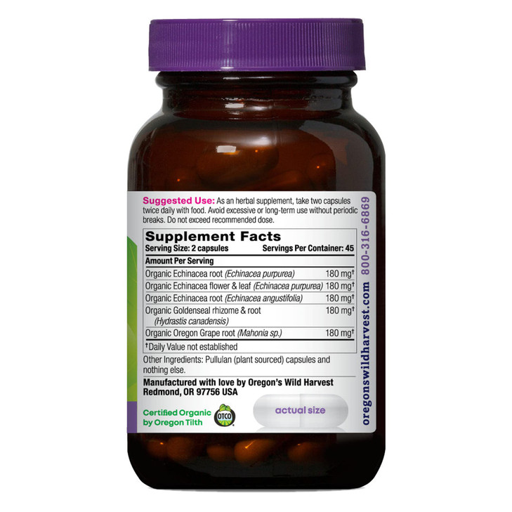 Oregon's Wild Harvest Echinacea Goldenseal Organic Capsules