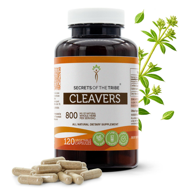 Secrets of the Tribe Cleavers 120 Capsules, 800 mg, Cleavers (Galium aparine)