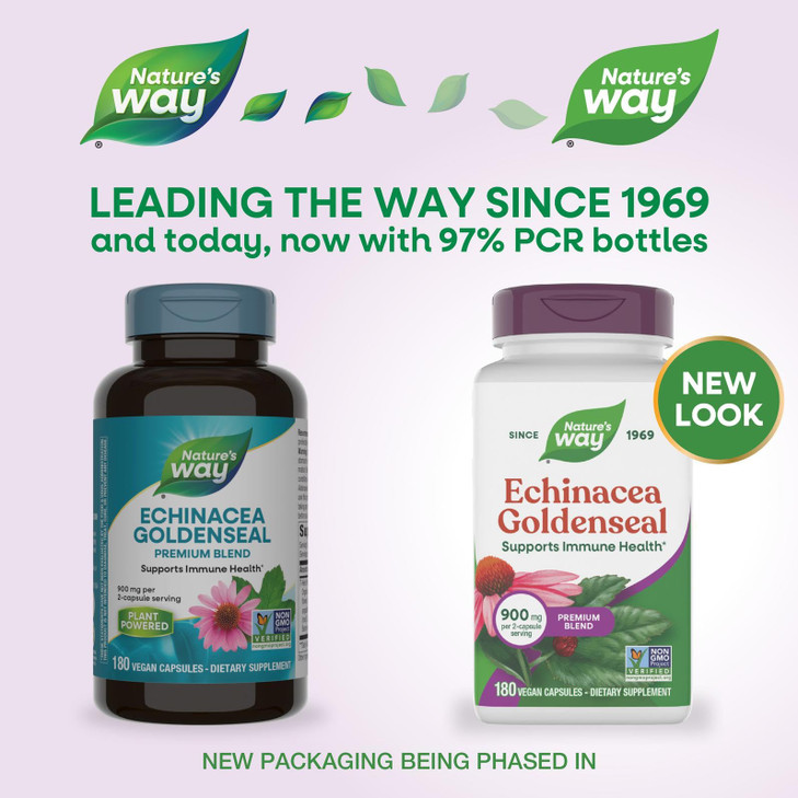 Nature's Way Premium Blend Echinacea Goldenseal 900 mg per Serving 180 Capsules