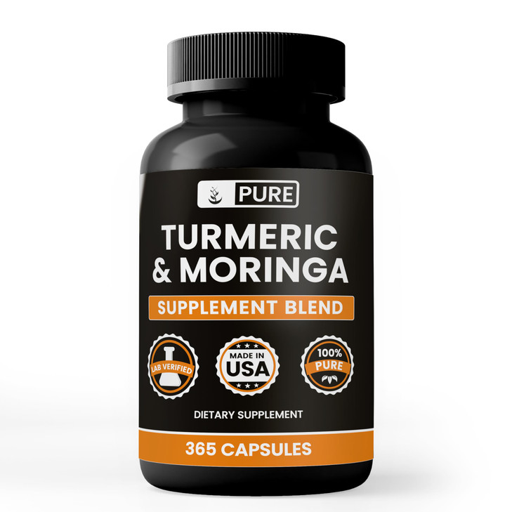 Turmeric & Moringa (365 Capsules) No Magnesium Or Rice Fillers, Always Pure, Lab