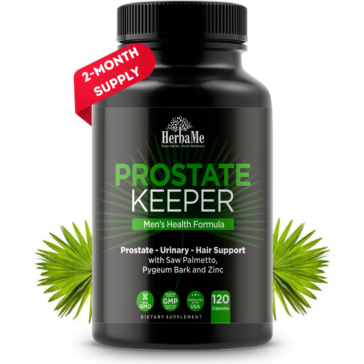 HerbaMe Prostate Support Supplement for Men with Saw Palmetto, Pygeum Bark