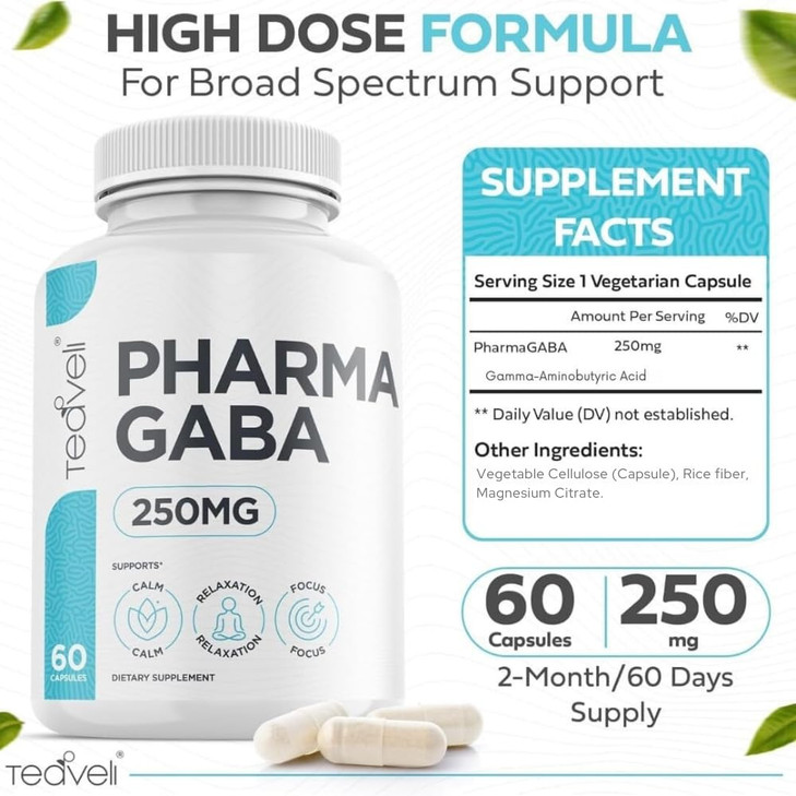 Pharma GABA 250 mg- Naturally Fermented GABA Supplement- Clinically Proven