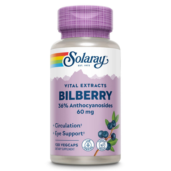 SOLARAY Bilberry Berry Extract 60 mg Per Capsule, Powerful Antioxidant