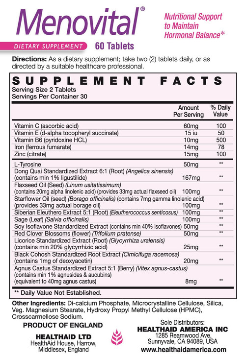 HealthAid Menovital - Twice-Daily Herbal Supplement for Hormonal Balance Support