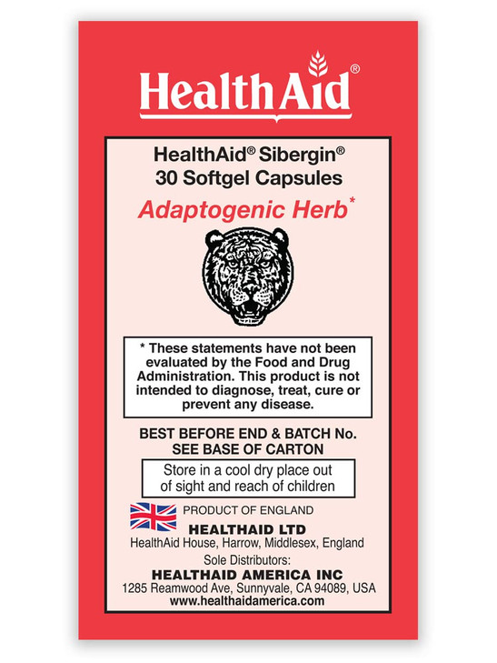 HealthAid Sibergin, Siberian Eleuthero, 30ct, Once Daily, Soft Gel Capsules