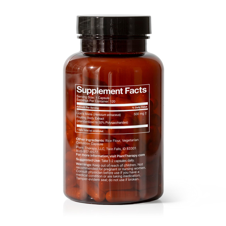 Plant Therapy Lion's Mane Mushroom Supplement Capsules Manufactured in USA 4
