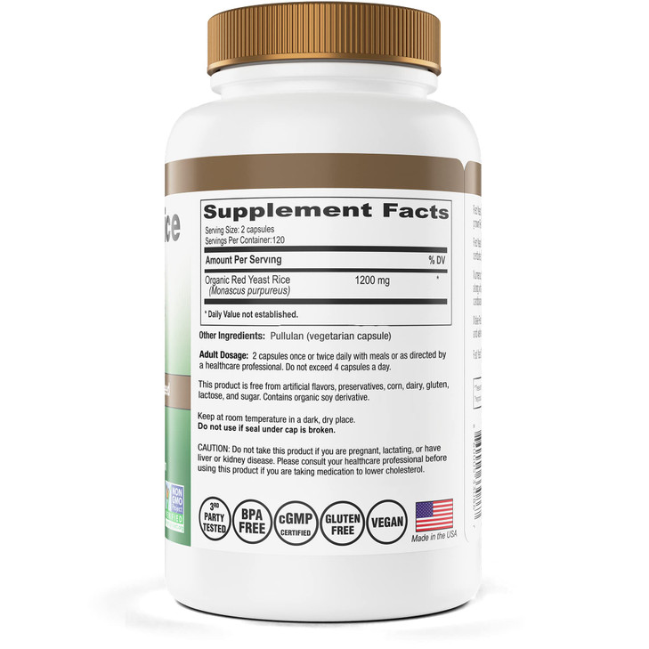 Red Yeast Rice Gold, 600 mg of Organic Red Yeast Rice