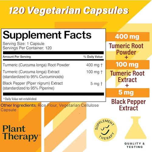 Plant Therapy Turmeric Black Pepper Supplement Capsules Manufactured in USA 4