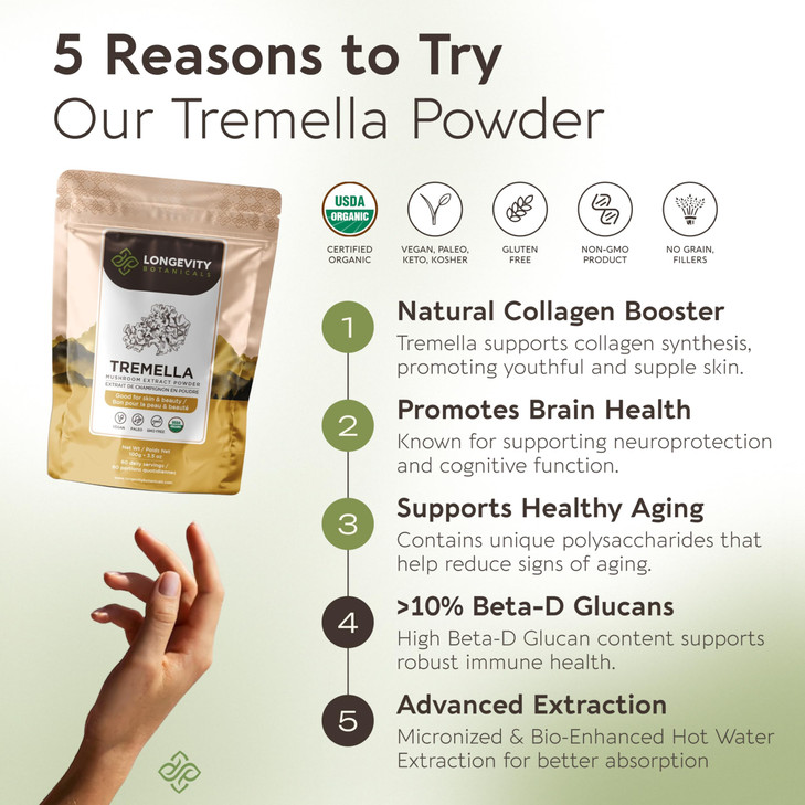 Organic Tremella Mushroom Powder Supplement 100g