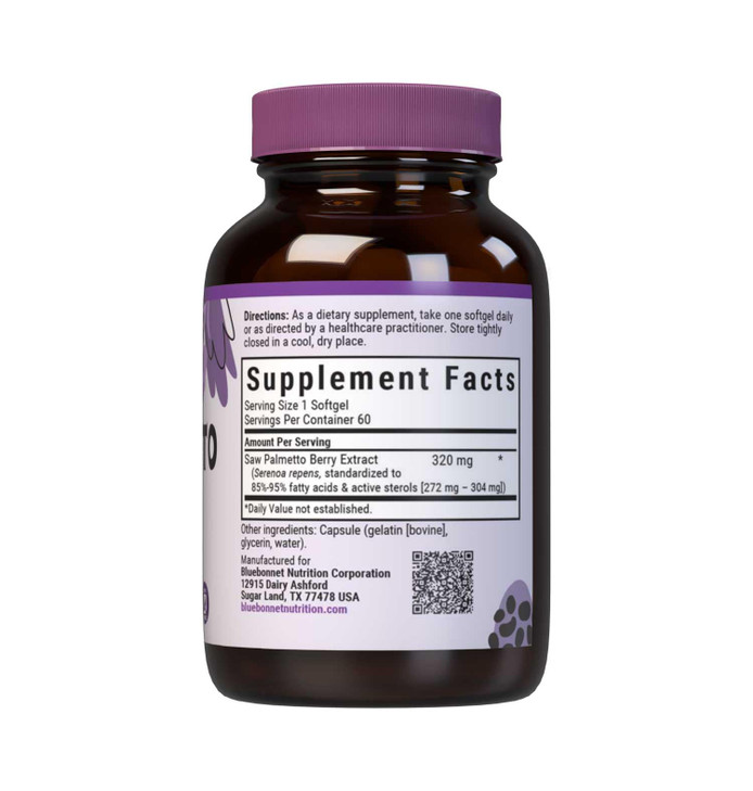 Bluebonnet Extra Strength Saw Palmetto Berry Extract Supplement, 60 Count
