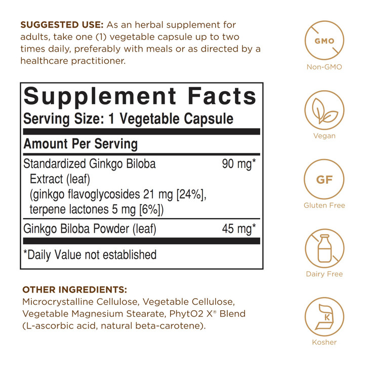 Solgar Ginkgo Biloba Leaf Extract - 180 Vegetable Capsules