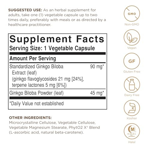 Solgar Ginkgo Biloba Leaf Extract - 180 Vegetable Capsules