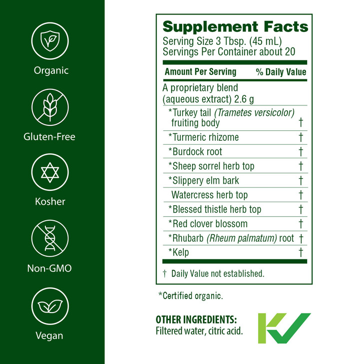 Flora Health Flor-Essence with Turkey Tail & Turmeric, Rich in Polysaccharides