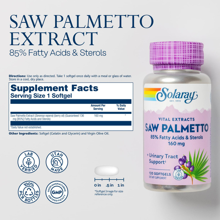 SOLARAY Saw Palmetto Extract - Prostate Health and Urinary Tract Support