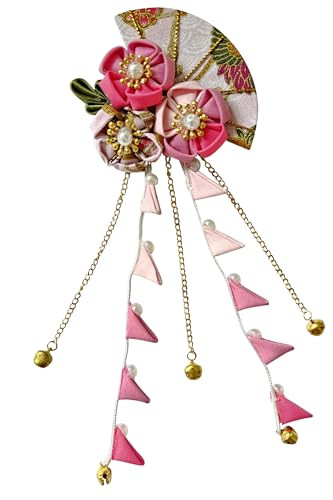 CRB Fashion Womens Japanese Kimono Flower Hairclip Yukata Hair Tie Band Clip (Yellow)