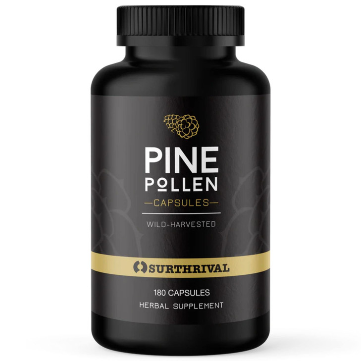 Surthrival: Pine Pollen Powder Capsules (180 Count), Wild Harvested, Energy &