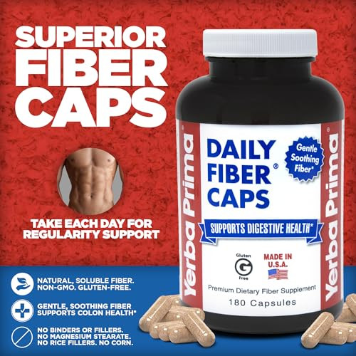 Yerba Prima Daily Fiber Capsules, 180 Caps (Pack of 3)