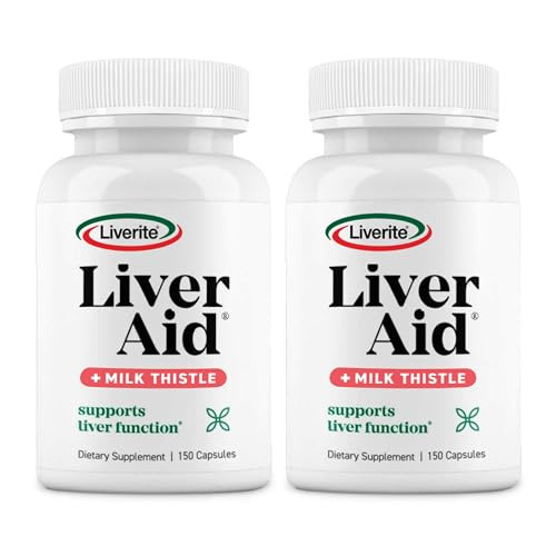 Liverite Liver Aid with Milk Thistle 2-Pack 150 Capsules (Total 300), Liver