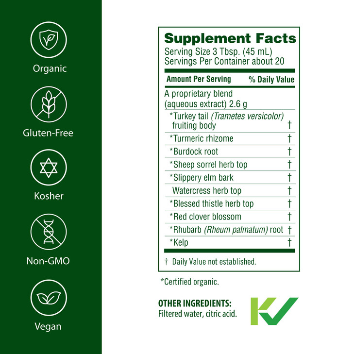 Flora Health Flor-Essence with Turkey Tail & Turmeric, Rich in Polysaccharides