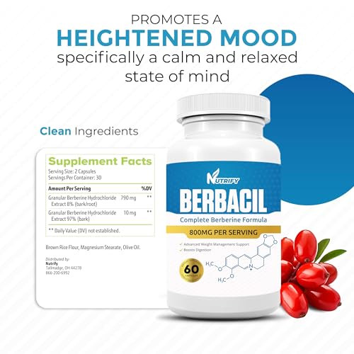 Berbacil Berberine Supplement with Complete Berberine Formula, 60 Gluten-Free