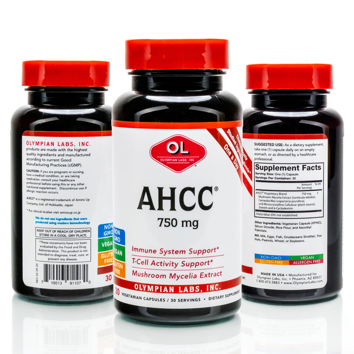 Olympian Labs Premium AHCC Supplement 750mg of AHCC per Capsule