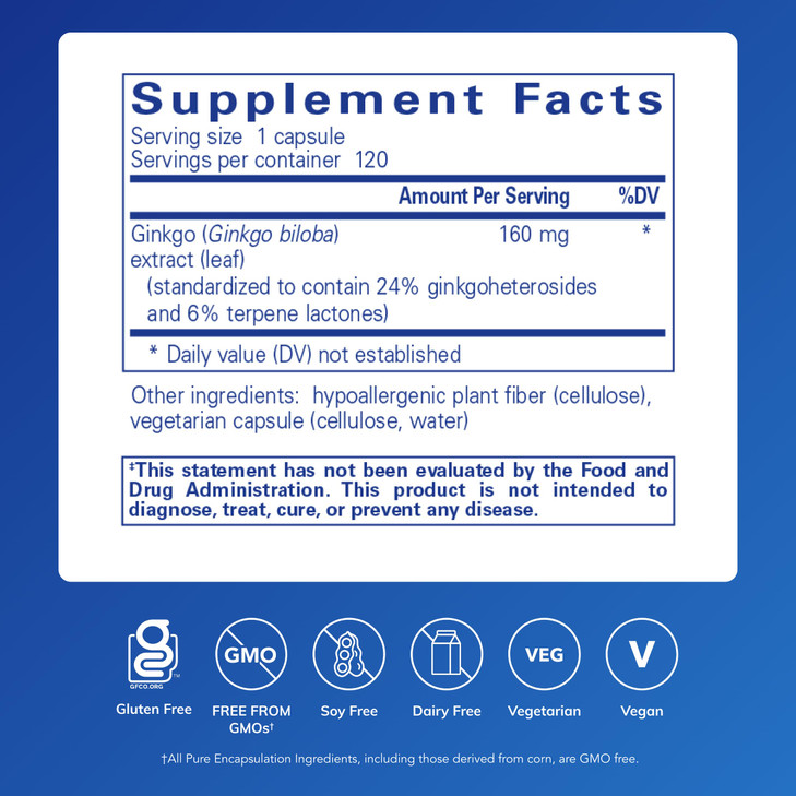 Pure Encapsulations Ginkgo 50 160 mg