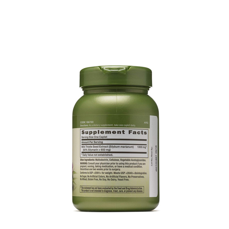 GNC Herbal Plus Milk Thistle 1300mg Supplement, Extra Strength, Vegetarian